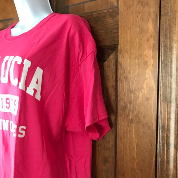 Gildan Pink St. Lucia/West Indies Crewneck Souvenir Tee X-Large - Picture 5 of 10